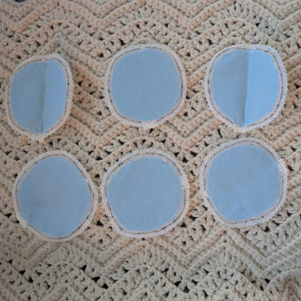 Vintage Handmade Brugge Lace Doilies Set of 6 Belgium Granny Chic Cottage Core